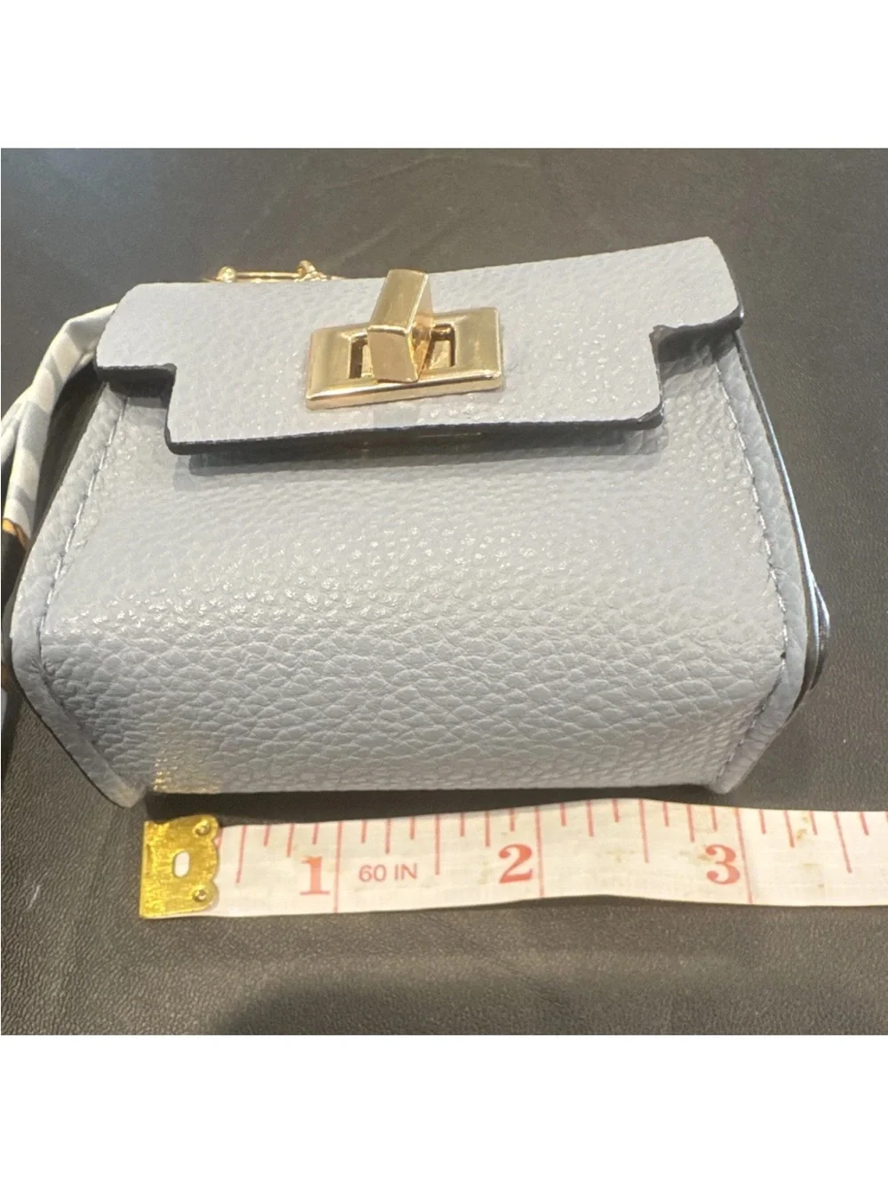 Unlisted Light Blue Mini Keychain Bag Charm with Gold Hardware